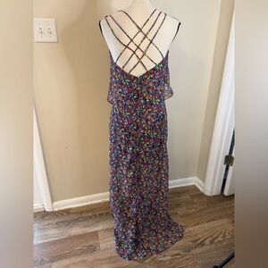 BCBGeneration colorful abstract maxi dress strappy open back SZ SM